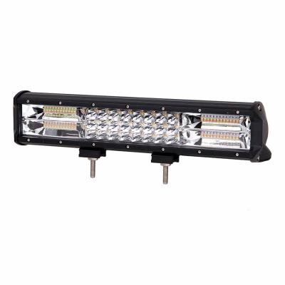 China 15 Inch Triple Row PC Dual Color 216W Amber Led Strobe Light Bar With 5 Lighting Pattern for sale