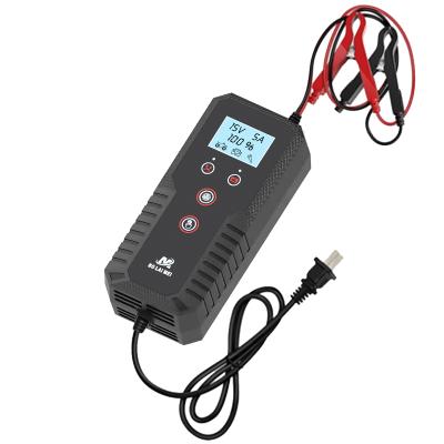 China Overvoltage Protection Pulse Repair Lead Acid Battery Charger 12V 6A Motorcycle Car Battery Charger With 12V Charger LCD Display for sale