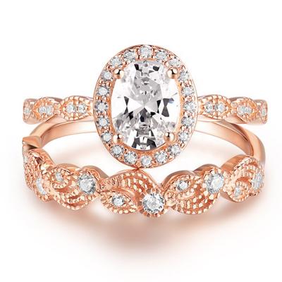 China Designer Design Cut Moissanite Real Rose Gold Alloy Stainless Oval Romantic 18K Diamond Engagement Rings Wholesale Jewelry for sale