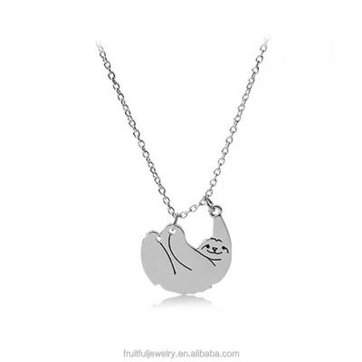 China Wholesale Cute Creative Personality Small Lazy Sloth Tree Shape Jewelry Necklace Animal Pendants for sale