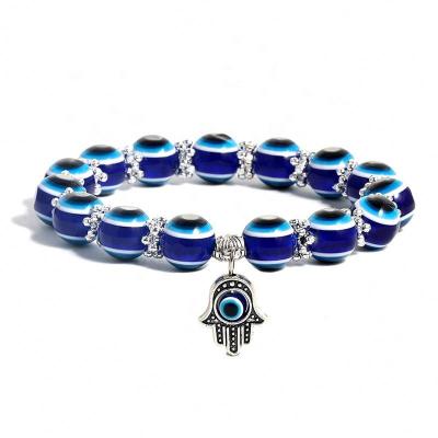 China Blue Beaded Hand LOVE Charm Bracelet Stretch Bracelet Environmentally Friendly Lucky Evil Eye Bead Turkish Bracelet for Men Women Protection and Blessing for sale