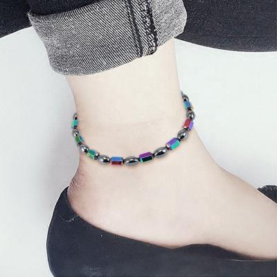 China Hot Sell DIY Hematite Stone Anklet Jewelry Beads Anklet Chains Women Foot Jewelry Magnetic Personal Care Handmade Magnetic Healthy Energy for sale