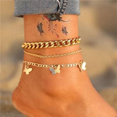 China CLASSIC INS Amazon Wish Butterfly Anklet 18K Snake Chain Anklet Gold Plated Fashion Women Summer Jewelry for sale