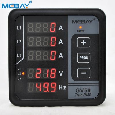 China Mebay AC 3 Panel Current Meter GV59R RS485 Electrical Voltage Meter Current 100mm*100mm*77mm Phase 100mm*100mm*77mm for sale