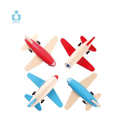 China Beech Wood Wooden Toy Airplane Pull Back Toy Car For Kids for sale