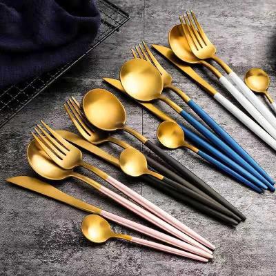 China Hot Sale 304 Stainless Steel Disposable Creative Spoon Cutlery Cutlery Knife Fork Urban Luxury Flatware Set Amazon for sale