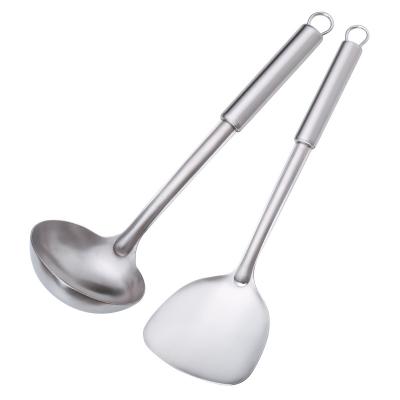 China Factory Wholesale Viable Kitchen Tool 304 Stainless Steel Utensils Soup Spoon And Frying High Quality Spatula for sale