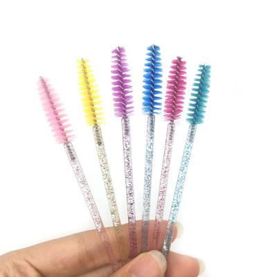 China 50pcs/bag Plastic Eyebrow Brushes Crystal Bling Eyelash Extension Mascara for sale