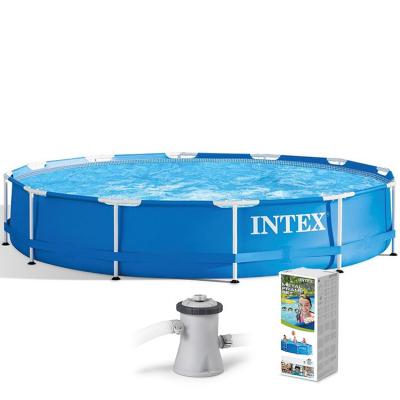 China PVC INTEX 28212 Outdoor Round Bule Piscinas Desmontables Above Ground Portable Swimming Pool for sale