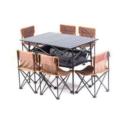 China Modern Outdoor Beach Camping Furniture 2022 Light Weight Aluminum Folding Table With Chair for sale