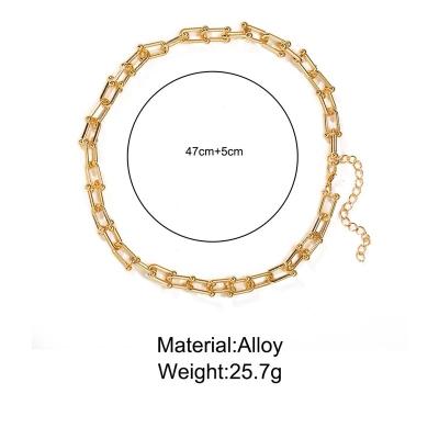 China Europe and America Gothic U Shape Chunky Choker Chain Necklaces For Women Men Fashion Gold Chain Link Chunky Necklaces Jewelry Gift for sale