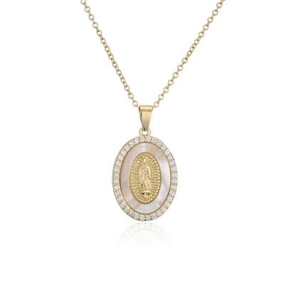 China White Virgen De Guadalupe Crystal Peace Zircon Catholic Jewelry Europe and America Virgin Mary Necklaces For Women Gold Chains Necklace for sale