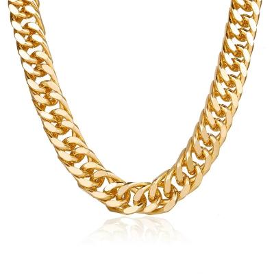 China Europe and America new fashion Miami punk Cuban necklace statement necklace gold aluminum color chunky chain necklace women jewelry for sale