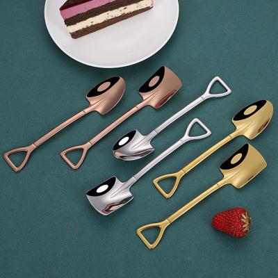 China Disposable Stainless Steel Iron Shovel Spoon Coffee Ice Cream Spoon Shovel Cute Retro Square Spoon Kitchen Stainle Head Instrument for sale