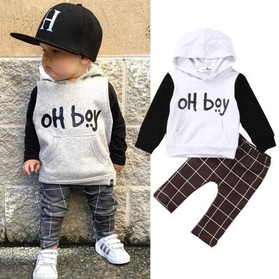 China Autumn Winter 2pcs Breathable Toddler Infant Newborn Kids Baby Boy Clothes Hoodies Long Sleeve 2Pcs Shirt Pants Gaiters Teams 0-4T for sale