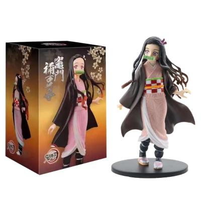 China PVC Anime 16CM Demon Slayer Kimetsu No Yaiba Action Figure Kamado Tanjirou Action Figure Agatsuma Zenitsu Nezuko Warrior PVC Model Toys for sale