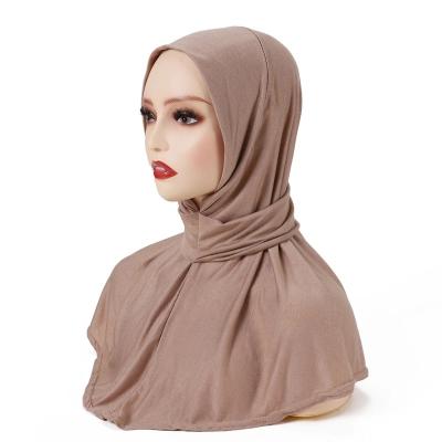 China Hijabs Hat With Button Women Ready To Wear Hijab With Inner Snaps Hijabs Hat With Button Full Coverage Head Wraps Scarf Islam Turbante Muje for sale