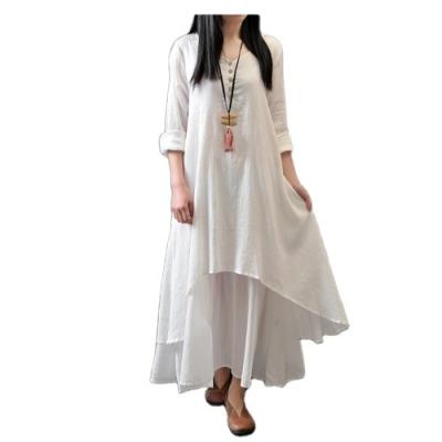 China 2021 Women Anti-static Maxi Dress Autumn New Two Piece Long Sleeve Round Neck Loose Plus Size Irregular Dress for sale