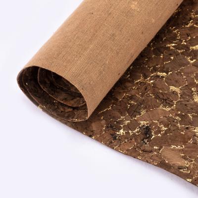 China Waterproof Black Color Cork Fabric Wholesale Gilding Cork Fabric For Bags Shoes for sale