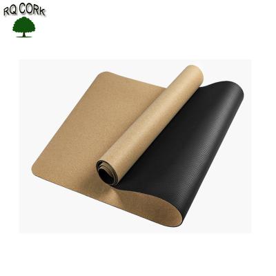 China Yoga RQ Exercises CLOSE TPE/Rubber Supporting Natural Cork Yoga Mat for sale