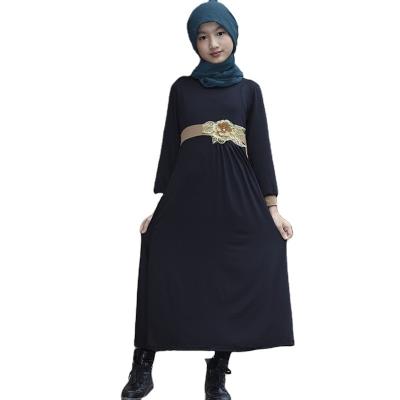 China Dubai Saudi Arabia Fashion Girls Long Dress Fashion Hot Selling Muslim Long Dress Abaya Children's Clothing Flower Dress for sale