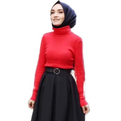 China New Fashion Women's Turtle Sweater Women's Long Muslim Turkish Breathable Solid Women's Sheath Neck Knitted Red Sweaters for sale