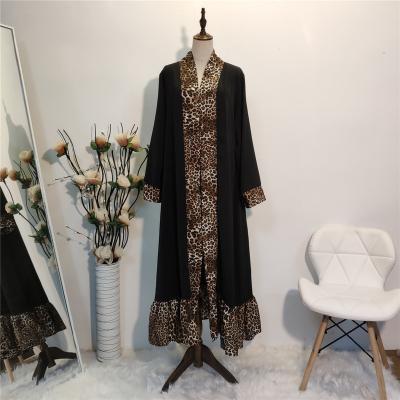 China 2020 new fashion women's leopard print fashion abaya kimono cardigan stitching long dress for sale