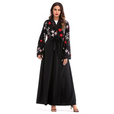 China New Fashion Design Flower Embroidery Islamic Clothing Dubai Muslim Dress Pakistan Abaya for sale