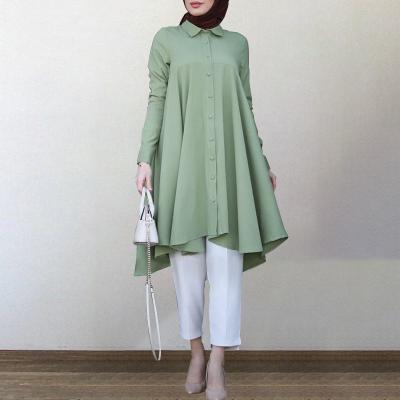 China Fashion New Plus Size Islamic Shirt Dresses Casual Oversized Solid Color Long Sleeve Dress Women Clothing For Women Abaya for sale