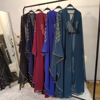 China Fashion New Luxury Sequins Rhinestone Bead Bat Sleeve Dubai Islamic Arabia Muslim Maxi Dresses for sale