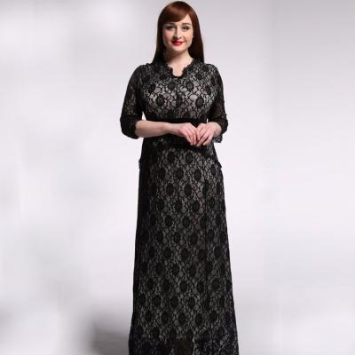 China Anti-static fat women lace up evening dress for sale