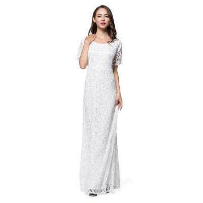 China New Design Elegant Women Anti-static White Lace Nigerian Long Dress for sale