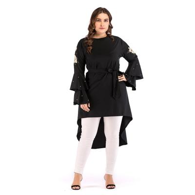 China Fashion Hot Sale Women Wear Ethnic Clothing Tunic Dress Beading Plus Size Long Islamic Abaya Muslim Blouse Dresses for sale