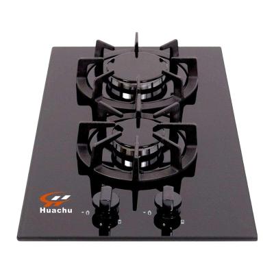 China Factory direct sale best commercial price 30cm built in two burner gas cooker stove with round cast iron pan grate for sale