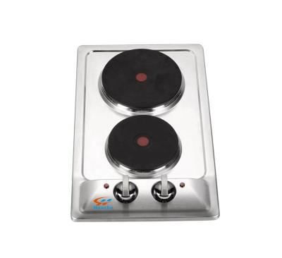 China Household 2 burner electric cooktop hot plate stainless steel panel cooker stove for sale