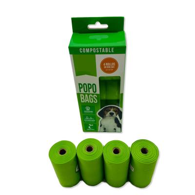 China Sustainable Compostable Biodegradable Cornstarch Bag 100% Biodegradable Plastic Dog Poop Bags Wholesale 4 Rolls Per Box for sale