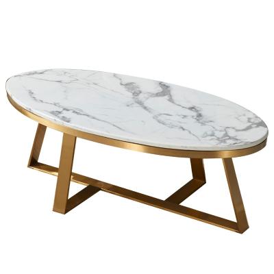 China Light luxury modern simple oval tea table stainless steel minimalist Nordic marble living room small irregular family for sale