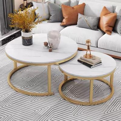 China Living room coffee tea table negotiation round table stainless steel minimalist marble table for sale