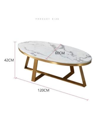 China Wholesale Minimalist China Stainless Steel Metal Material Modern Oval Marble Coffee Table for sale