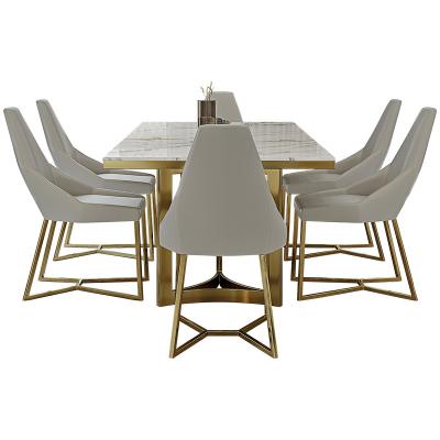 China High End Household (Other) Rock Adjustable Italian Light Luxury Bright Dining Table And Chair Combination Simple Modern Rectangular Designer for sale