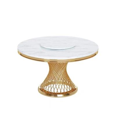 China (Other) adjustable light luxury marble round table with small turntable family Hong Kong Italian around modern simple table for sale