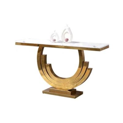 China Console Tables Living Room Furniture Stainless Steel Postmodern Marble Mirrored Console Table for sale