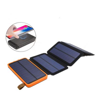 China Charging Support 16000mAh Solar Battery Mobile Phone Power Bank Fast Foldable Wireless Charger for sale