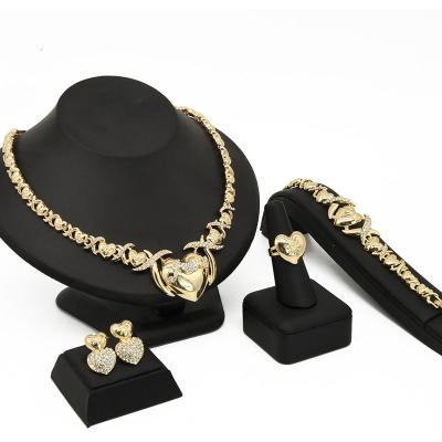 China CLASSIC High Quality 4pcs/set Wedding Jewelry Sets Heart I Love You XOXO 18K Gold Plated Jewelry for sale