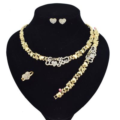 China CLASSIC High Quality Gold Plating Diamond XOXO Jewelry Set 18k Gold Plating Jewelry Women Jewelry Set for sale