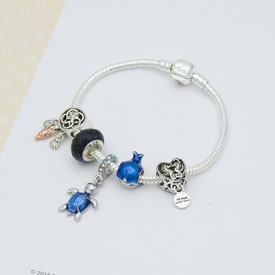 China CLASSIC ocean series charm silver cute sea turtle charm bracelet beads ladies girl wholesale dangling bracelet for sale