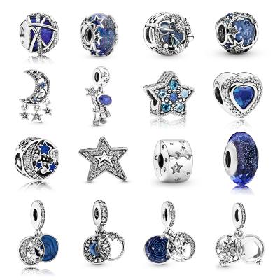 China Cute Women DIY Jewelry High Quality Pendant For Necklace Bracelet S925 Silver Blue Charms Beads for sale