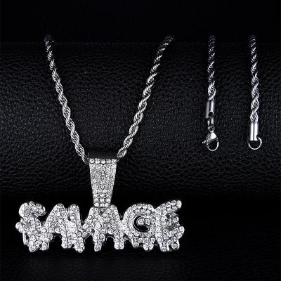 China SAVAGE Hip Hop Pendant Accessories Wholesale Alloy Hiphop Pendant Letter Hit Unisex Pendant Necklace for sale