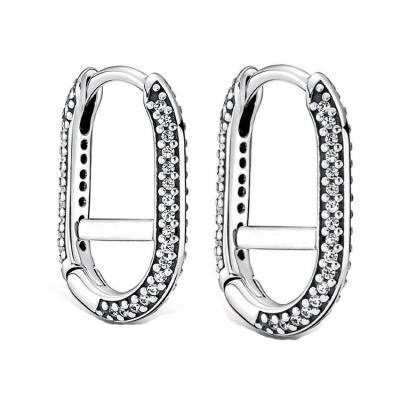 China Wholesale romantic silver plated with Zircon circle earrings high quality diy dangling women's fashion charm paperclip earrings for sale