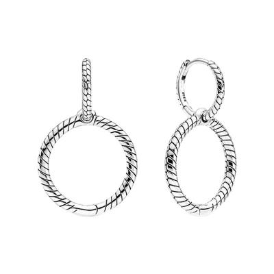 China Romantic Women's DIY Earrings Pendant Earring Set Freely In Collocation Women's Double Hip Pop Circle Silver Plated Earrings for sale